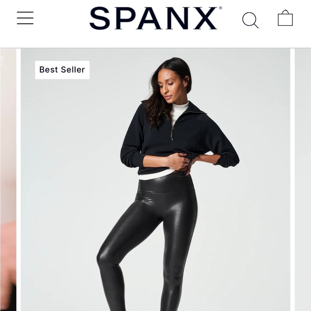 SPANX FAUX LEATHER LEGGINGS LARGE TALL